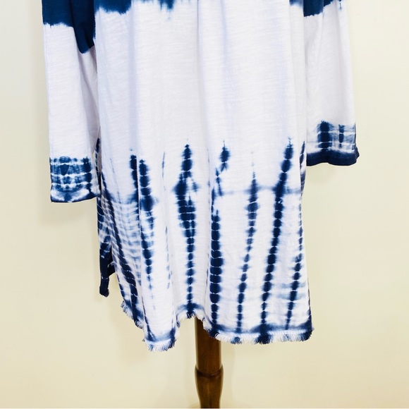 UMGEE tie dye fringe accent 3/4 sleeve top size large - Picture 3 of 11